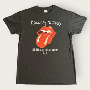 The Rolling Stones North American Tour 1975 T-shirt Black Size Medium